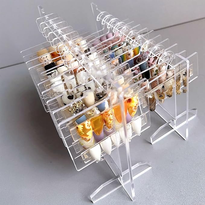 Hapivida Nail Art Display Holder, Acrylic Hanging Transparent Nail Sample Hanger Display Stand Color Card Display Board with 10pcs Hanger