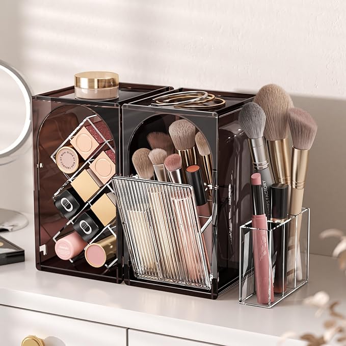 Modular Makeup Organizer, Clear Acrylic Cosmetic Storage Box with Drawer, Vanity Countertop Organizer for Makeup, Skincare and Beauty Accessories – Multiple Styles