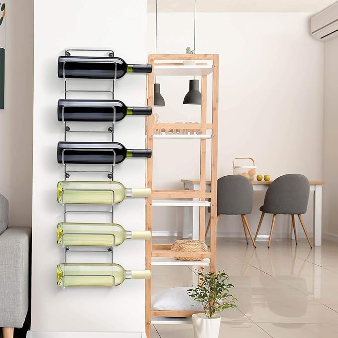 Sorbus Towel Rack Wall Mount – 6 Compartments of Silver Metal Towel Holder for Bathroom Decor Sets, Organizer for Linens, Gym, Rv, Door, Cabinet - Wine Rack Wall Mounted for Kitchen, Bar, Wine Cellar
