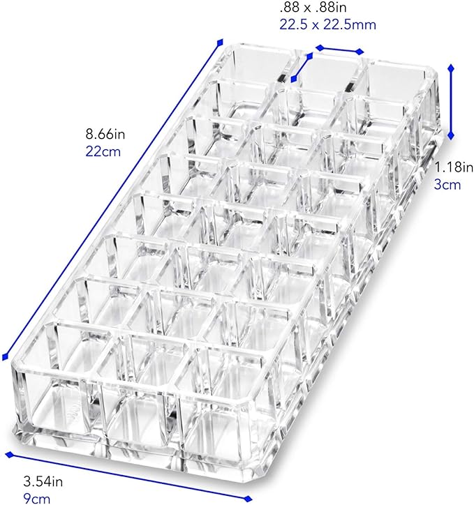 byAlegory Premium Beauty Organization Acrylic Lipstick Organizer & Beauty Container 24 Space Storage (Clear)