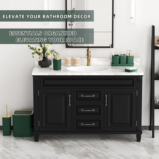 XLHOMO Bathroom Accessories Set - Gorgeous Green Bathroom Set, 10PC Green Bathroom Accessory Set, Bathroom Sets with Toilet Brush, Bathroom Trash Can