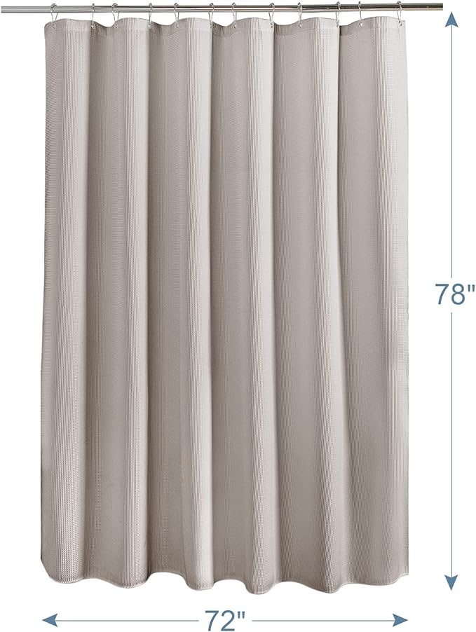 AmazerBath Waffle Shower Curtain 78 Inches Long, Khaki Shower Curtain Fabric Heavy Duty 240GSM, Hotel Quality Bathroom Shower Curtains Tan, 72 x 78 Inches