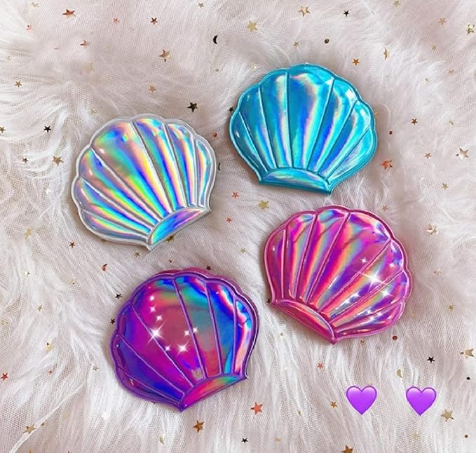 4 Color Shell Mirror Makeup Mirror Girls Seashell mirrrors as Props Compact Mirror.