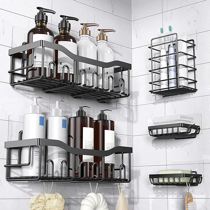 12 PCS Shower Caddy Adhesive Replacement Shower Shelves Adhesive Strip Pad Organizer Sticker Replacement Bathroom Heavy Duty Wall Mount Strong Sticky No Drilling Strong Transparent