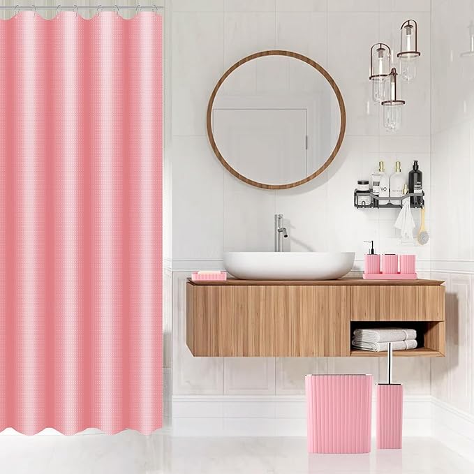 XLHOMO 28PC Bathroom Set - Gorgeous Pink Bathroom Set, Bathroom Accessory Set, Pink Shower Curtain Set with 5PC Shower Caddies