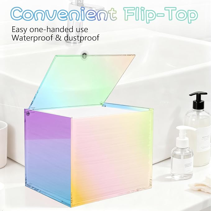 Gradient Acrylic Disposable Face Towel Holder-Compatible with Clean Skin Club Facial Towel XL, Acrylic Face Towelette Storage Box Container, Cosmetic Organizer for Bathroom Countertop Storage