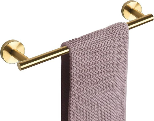 NearMoon Bath Towel Bar, Thicken Stainless Steel Shower Towel Rack Holder Wall Mounted for Bathroom,18-lnch Overall Length-16-lnch Usable Hanging Space (1 Pack, Brushed Gold)