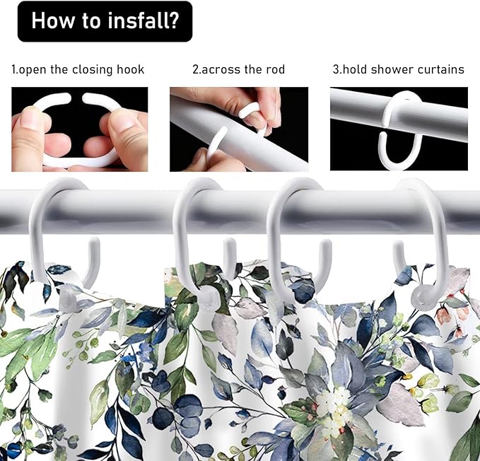 AZHM Sage Green Eucalyptus Plant Shower Curtain Set 4pcs Watercolor Leaves Floral Bathroom Sets with Shower Curtain and Rugs Farmhouse Rustic Bathroom Decor Accessories Set