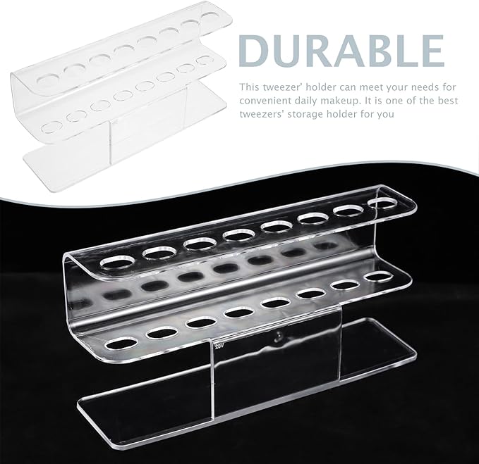 balacoo Acrylic Tweezer Stand 8-Hole Clear Organizer Holder for Manicure Tools Makeup Brushes Nail Art Tools Facial Tweezers Display