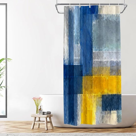 Shrahala Brown Abstract Art Decorative Shower Curtain, Grey Contemporary Colorful Bathroom Décor Polyester Fiber Waterproof with Plastic Rings for Shower Stall Bathtubs 72 X 36 in