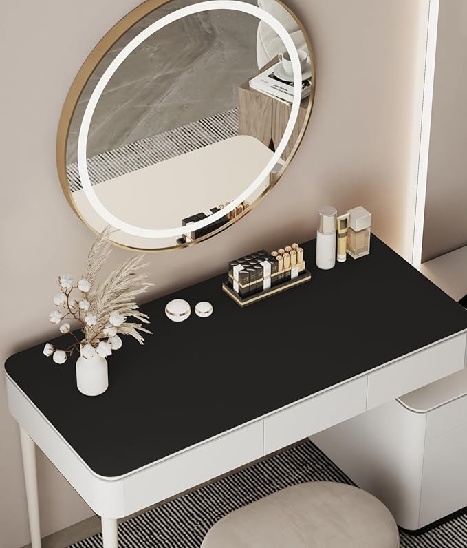39.37" * 15.7" Large Makeup Mat for Vanity Top Protector, Waterproof, Non-Slip Vanity mat.Vanity mat Protector for Makeup,Vanity Protector mat and Dresser Protector top. (Black)