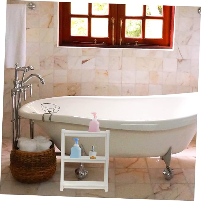 GLEAVI Multilayer Plastic Storage Rack Heavy-Duty Corner Shelf for Bathroom and Bedroom Sturdy Plastic Organizer for Home Use