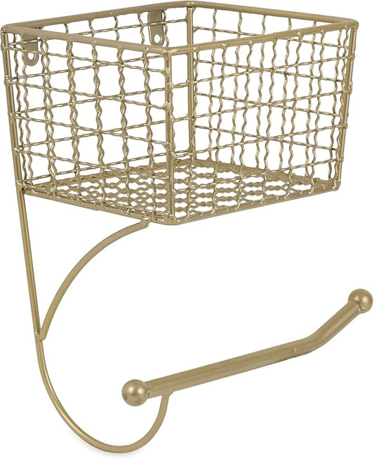 DII Rustic Farmhouse Bathroom Décor, Metal Storage, Toilet Paper Holder, Gold