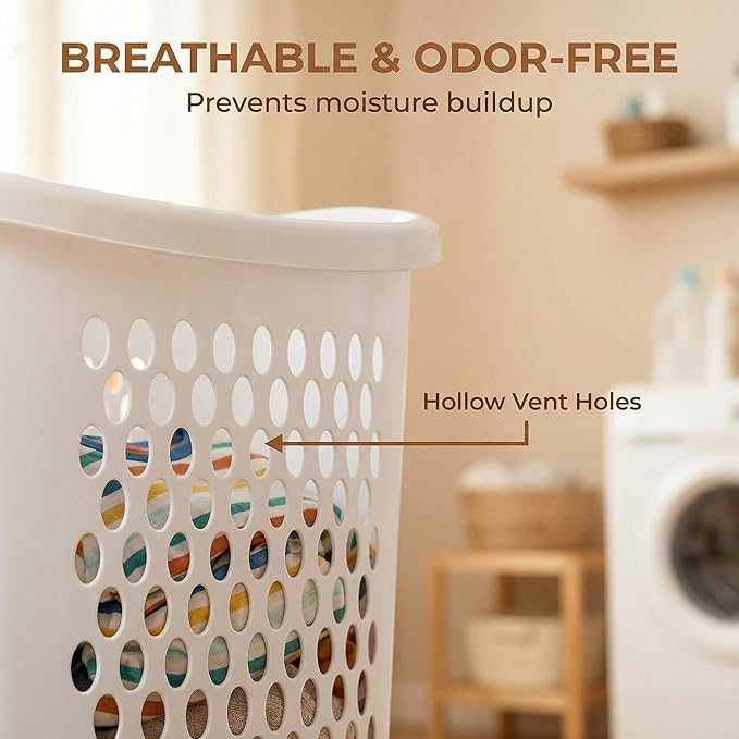 (3PACK) 135L Large-Capacity White Wheeled Laundry Basket, With Ventilation Design, Featuring Handle and Lid. Suitable for Households, Dormitories and Apartments.