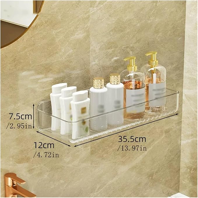 Bathroom Shelf Storage Rack for Household Bathroom Storage Rack Single Layer Plastic Wall Storage Rack Storage Rack for Cosmetics Toiletries and Supplies That Do Not Need to Be Perforated on the Wall