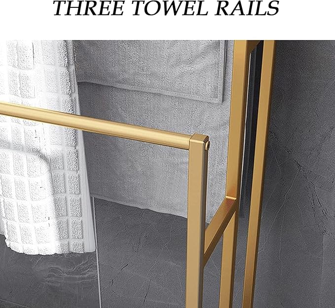 3 Tier Standing Towel Rack - Extra Wide Large Bathroom Towel Stand, Heavy-Duty Metal Towel Drying Rack for Poolside (Matte Black, 37.4” Wide)