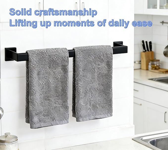 2 Packs 36 Inch Bathroom Towel Bar SUS304 Stainless Steel Matte Black Towel Holder Wall Mounted Heavy Duty Towel Rack Bathroom Towel Rod Modern Square Base Design(2, Matte Black, 36 Inch)