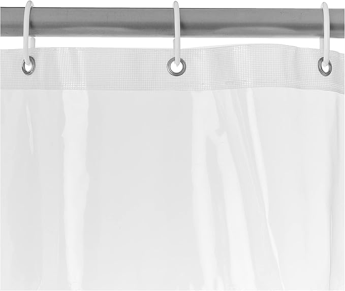 Amazon Basics 8-Gauge PEVA Shower Curtain or Liner with Mesh Storage Pockets - 72" x 72",Clear,(Pack of 10)