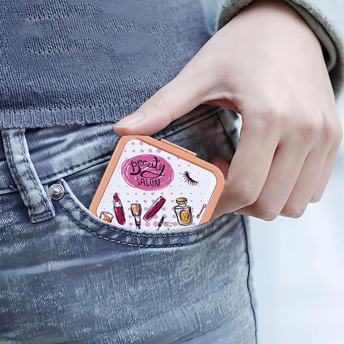 Small Mirror, Compact Makeup Mirror, 1x/2x Mini Travel Mirror with Magnification, Portable Hand Held Mirror for Purse Pocket, Gifts for Girls