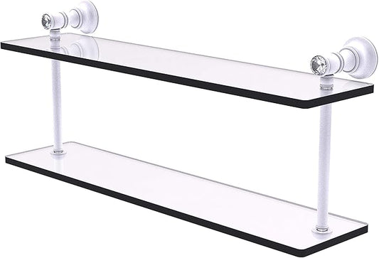 Allied Brass CC-2-22 Carolina Crystal Collection 22 Inch Two Tiered Glass Shelf, Matte White