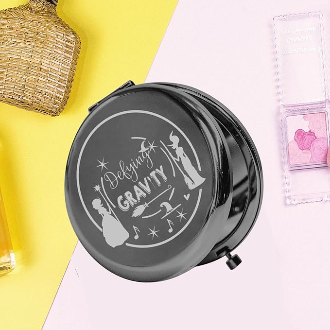 KEYCHIN Witch Pocket Mirror Elphaba and Glinda Fans Gifts Defying Gravity Witch Compact Makeup Mirror Broadway Elphaba and Glinda Witch Merch (Defying Gravity-Bl)