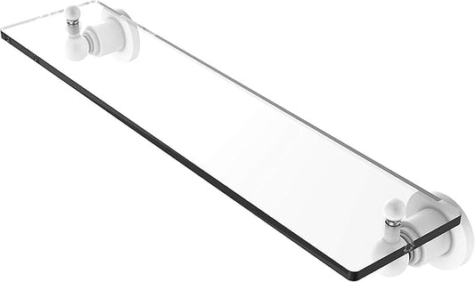 Allied Brass AP-1/22 Astor Place 22 inch Vanity Beveled Edges Glass Shelf, Matte White