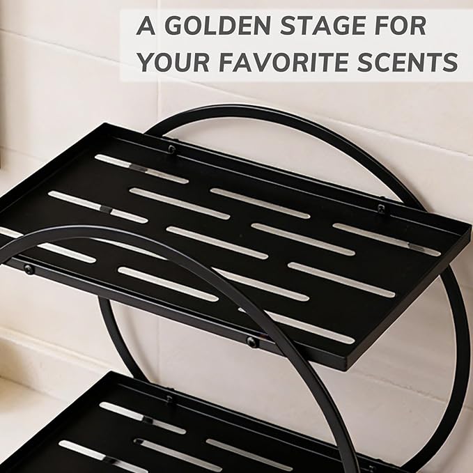 BO2705 2 Tier Bathroom Organizer, Perfume Organizer for Dresser, Black