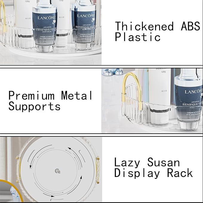 Makeup Organizer, 360?? Rotating Design Bathroom Counter Organizer - Large Capacity Makeup, Skincare & Perfume Organizer (1 Tier-Clear)