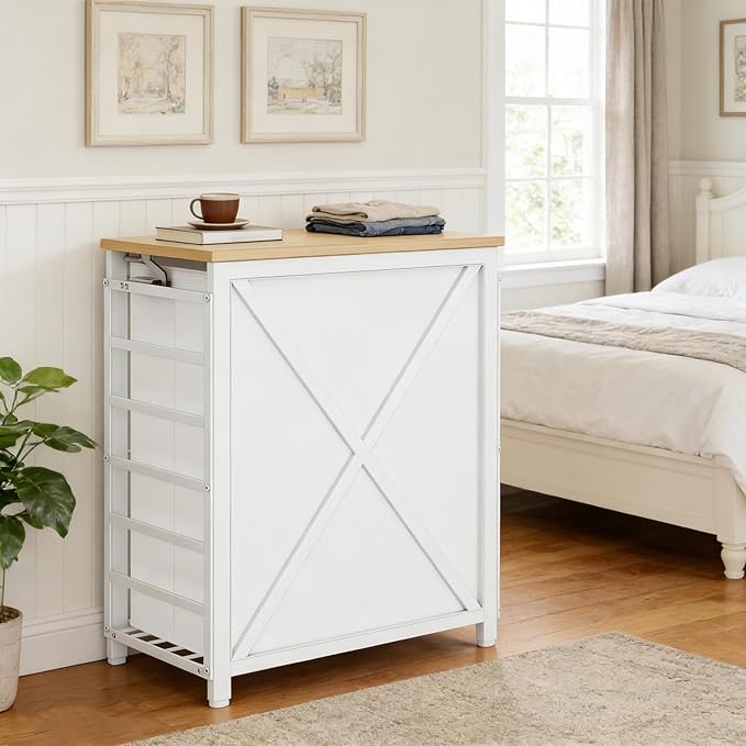 120L Laundry Hamper with Lid, 2 Section Laundry Basket with Removable Liner Bags, Large Laundry Sorter for Clothes Organization in Bedroom and Laundry Room
