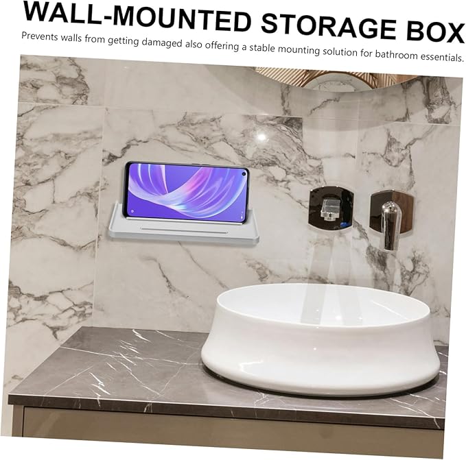 OSALADI Wall Mounted Phone Holder No Drill Bathroom Shelf Space-Saving Storage Rack for Toiletries and Essentials Durable Design for Bathrooms and Showers