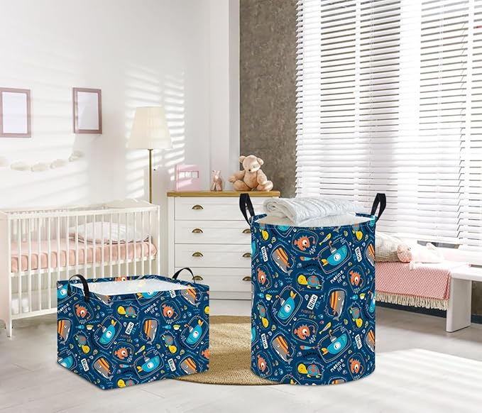 NTAOHAMPER Laundry Hamper,Laundry Basket, Nursery Hamper,Waterproof Storage Bin,Clothes Organizer Basket,Room Decor(Line Ocean)