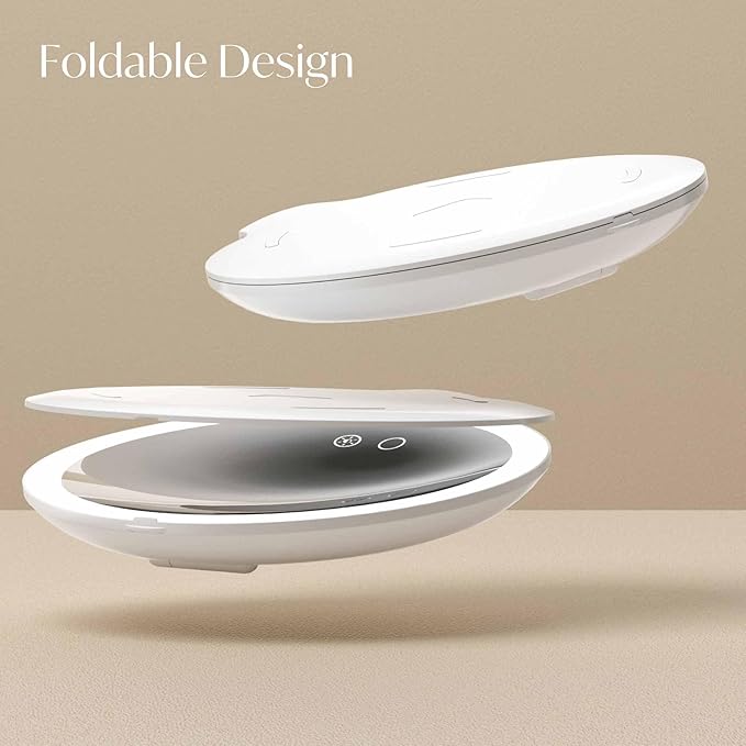Fancii 10x Travel Magnifying Makeup Mirror with Lights, Rechargeable, Height Adjustable 8" Stand, 3 Dimmable Color Modes, Portable LED Vanity Mirror (Abigail)