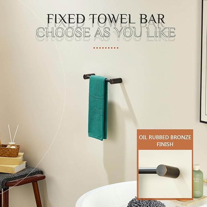 KOKOSIRI Bathroom Hand Towel Rings 9-Inch Hand Towel Holder Wall Mounted Bathroom Hardware Accessories Oil Rubbed Bronze Stainless Steel, B4007ORB-L9