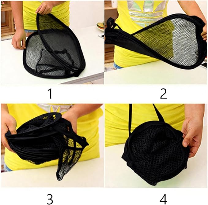 4 Pack Pop-Up Mesh Laundry Basket, Collapsible Laundry Hampers with Handle, Foldable Mesh Clothes Baskets for Home, Dorm, and Travel, Black Design