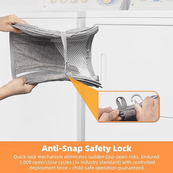 1-Second Storage Washer-Side Magnetic Pop-Up Laundry Hamper New User Safety Lock Prevents Accidental Opening Reinforced U-Handle Holds 33lbs 1.5Loads Folds to 0.78in Ultra Slim