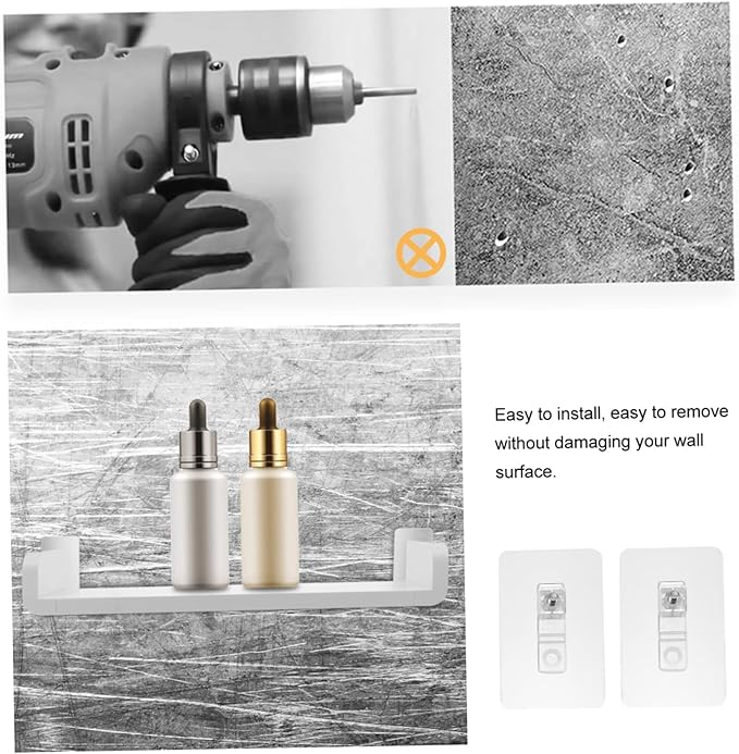 DOITOOL 1pc Wall-Mounted Storage Rack Punch U-Shaped Bathroom Shelf for Shampoo and Spices Heavy Duty Holder for Bathroom and Kitchen Organization