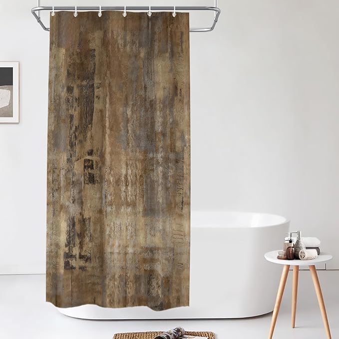 Shrahala Brown Abstract Art Decorative Shower Curtain, Grey Acrylic Bathroom Decor Polyester Fiber Waterproof with Plastic Rings for Shower Stall Bathtubs 72 x 36 in