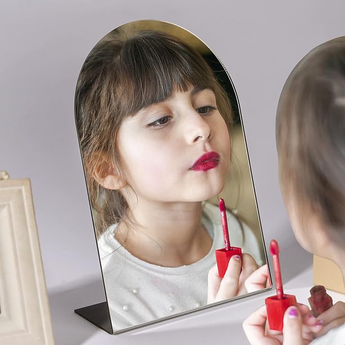 Table Mirror for Desk Vanity Mirrors Makeup Organizer Mirror Unbreakable Mirrors Travel Makeup Mirrorss, Portable Countertop Mirro Bathroom Shaving Make Up Mirro for Counter, Bedroom, Bathroom, Dorm