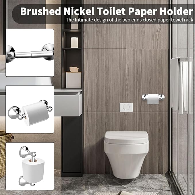 Newfun 8-Pieces 24 Inch Polished Chrome Bathroom Hardware Set, Bathroom Accessory Set, Includes 24" Adjustable Bath Towel Bar, Towel Rings Wall Mounted, Toilet Paper Holder, Robe Towel Hooks
