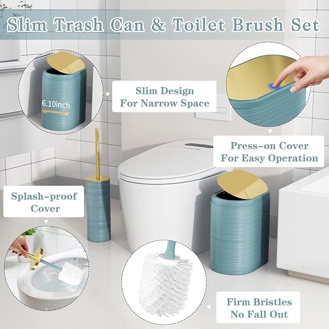 Bathroom Set - Bathroom Sets with Shower Curtain and Rugs, 25PC Bathroom Accessory Set, Light Blue Bathroom Accessories Set with Trash Can, Soap Dispensers