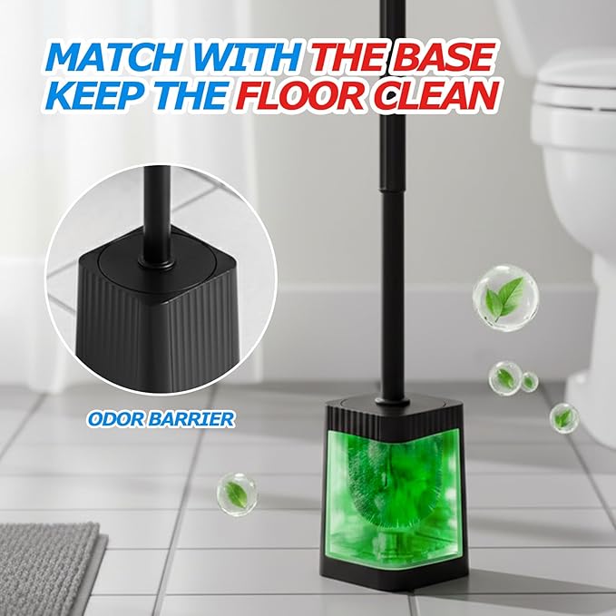 FORASTO 2Pack Toilet Bowl Brush and Holder Set - Toilet Scrubber Brush,Cleaning Brush,Bathroom Decor,Household Essentials,Cleaning Supplies,Home Essentials,Black