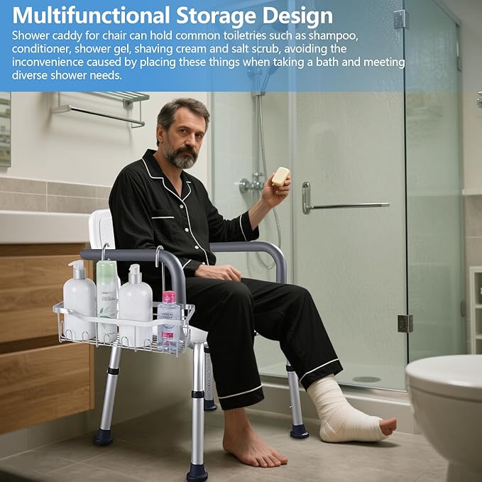 Shower Chair Caddy, Shower Caddy For Chair, Bathroom Showers Basket for Elderly, Pregnant, Patient, Handicap