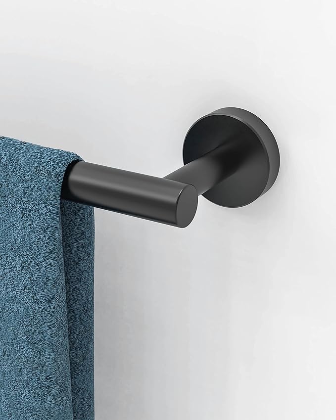 24 Inch Towel Bar Black Towel Rack for Bathroom Kitchen Towel Holder SUS304 Stainless Steel RUSTPROOF Wall Mount Total Length 26 inch (Matte Black)