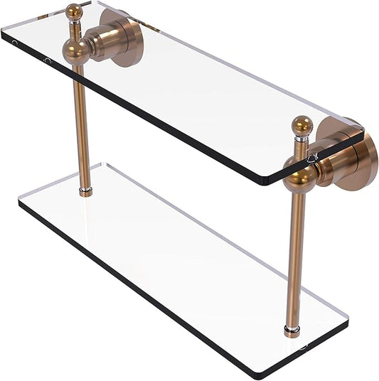 Allied Brass AP-2/16 Astor Place Collection 16 Inch Two Tiered Glass Shelf, Brushed Bronze