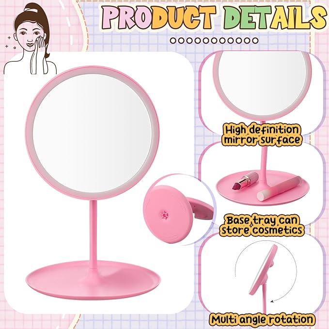 DoubleFill 6 Pcs Spa Party Mirrors Gifts Sleepover Party Favors Make up Table Mirror for Women Girls Mothers Day Accessory Sleepover Supplies Bridesmaid Gifts Slumber Birthday Favors(Pink)
