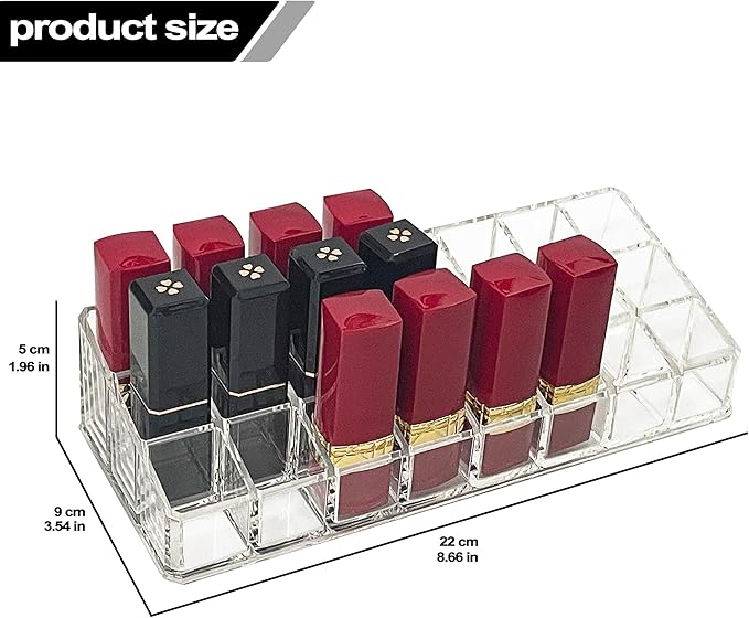 KEUYE Lipstick Organizer For Drawer,24 Slot Lipstick Organizer,Lipstick Organizer For Drawer Flat,Lipstick Organizer Drawer Insert,Acrylic Makeup Drawer Organizer Lipstick