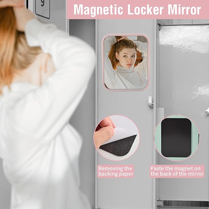 Desk Makeup Mirror 6 x 7 inches Table Mirror with Foldable Stand and Hanging Hole for Shaving and Travelling, Perfect for Dorm Room Cabinets, Refrigerator, Office.