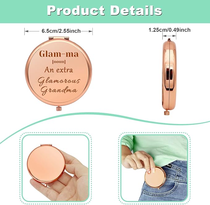 Grandmother Birthday Gifts Compact Makeup Mirror for Glamma for Grandma Grandma Gifts from Grandchildren Folding Makeup Mirror for Nana Christmas Thanksgiving Gift