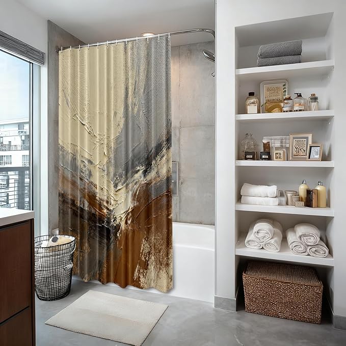 Shrahala Multicolored Modern Abstract Decorative Shower Curtain, Artists Oil Paints Closeup Bathroom Décor Polyester Fiber Waterproof with Plastic Rings for Shower Stall Bathtubs 72 x 72 in