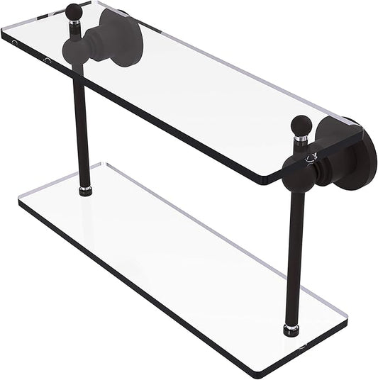 Allied Brass AP-2/16 Astor Place Collection 16 Inch Two Tiered Glass Shelf, Oil Rubbed Bronze